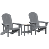 Zestaw ogrodowy  3-częściowy Jasnoszary HDPE, Krzesło Adirondack  Jasnoszary 74x82x91 cm HDPE, Stolik boczny  Adirondack Jasnoszary 38x38x45 cm HDPE