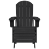 Krzesła Adirondack z podnóżkami 2 szt Czarne HDPE,  Krzesło Adirondack z podnóżkiem Czarne HDPE