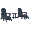 3-częściowy zestaw wypoczynkowy do ogrodu granatowy HDPE,  Krzesło Adirondack z podnóżkiem granatowy HDPE,  Stolik boczny Adirondack granatowy 38x38x46 cm HDPE