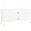 Szafka pod telewizor, biała, 105x35x52 cm, stal i szkło