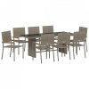 Zestaw do jadalni w ogrodzie 9 pcs Szary 190 x 80 x 75 cm