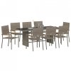Zestaw do jadalni w ogrodzie 9 pcs Szary 190 x 80 x 75 cm
