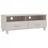 Szafka pod TV HAMAR, biała, 106x40x40 cm, lite drewno sosnowe