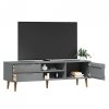 Szafka TV MOLDE, szara, 158x40x49 cm, lite drewno sosnowe