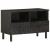 Szafka pod telewizor, czarna, 70x33x46 cm, lite drewno mango