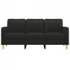 Sofa 3-osobowa, czarna, 180 cm, tapicerowana tkaniną