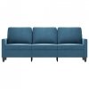 Sofa 3-osobowa, niebieski, 180 cm, tapicerowana aksamitem
