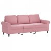 Sofa 3-osobowa, różowa, 180 cm, obita aksamitem