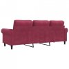 Sofa 3-osobowa, winna czerwień, 180 cm, obita aksamitem
