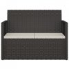 Ławka ogrodowa z poduszkami, czarna, 105 cm, polirattan