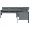 Ogrodowa sofa narożna, antracytowa, stal i textilene