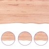 Półka, brązowa, 200x50x(2-6) cm, lakierowane lite drewno dębowe