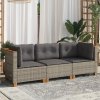 3-osobowa sofa ogrodowa z poduszkami, szara, polirattan