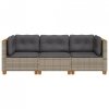 3-osobowa sofa ogrodowa z poduszkami, szara, polirattan