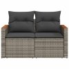 Sofa ogrodowa z poduszkami, 2-osobowa, szara, polirattan