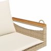 Ławka bujana z poduszkami, beżowa, 109x62x40 cm, polirattan