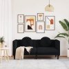Sofa 2-osobowa z poduszkami, czarna, aksamit