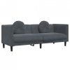 Sofa 3-osobowa z poduszkami, ciemnoszara, aksamit