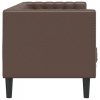 Sofa Chesterfield, 3-os., brązowa, tapicerowana sztuczną skórą