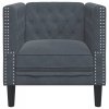 Fotel Chesterfield, ciemnoszary, tapicerowany aksamitem