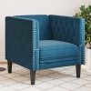 Fotel Chesterfield, niebieski, tapicerowany aksamitem