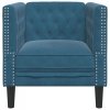 Fotel Chesterfield, niebieski, tapicerowany aksamitem