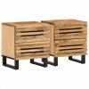 Szafki nocne, 2 szt., 40x34x46 cm, lite surowe drewno mango