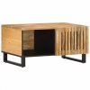 Stolik kawowy, 80x51x40 cm, surowe lite drewno mango