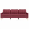 Sofa 3-osobowa, winna czerwień, 210 cm,tapicerowana tkaniną