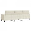 3-osobowa sofa, kremowa, 210 cm, tapicerowana aksamitem