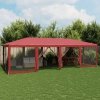 Namiot imprezowy z 12 ścianami z siatki, czerwony, 8x4 m, HDPE