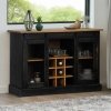 Komoda HALDEN 2 Drzwi przesuwne Czarny 112x40x80 cm Drewno lite