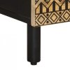 Szafka nocna, czarna, 50x33x60 cm, lite surowe drewno mango