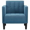 Sofa Fotel z Podłokietnikami Niebieski 53 cm Aksamit