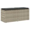 Ławka ogrodowa z poduszką Jasnoszara 110x40x44 cm Polirattan