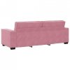 Sofa 3-osobowa, różowa, 180 cm, obita aksamitem