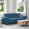 Sofa 3-osobowa, niebieski, 180 cm, tapicerowana aksamitem