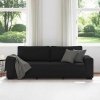 Sofa 3-osobowa, czarna, 180 cm, tapicerowana tkaniną