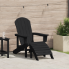Fotel Adirondack z podnóżkiem Czarny HDPE