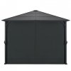 Altana ogrodowa z zasłonami, aluminiowa, 3 x 3 m, czarna