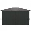 Altana ogrodowa z zasłonami, aluminiowa, 4 x 3 x 2,6 m, czarna