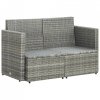2-osobowa sofa ogrodowa z poduszkami, polirattan, szara