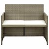 2-osobowa sofa ogrodowa z poduszkami, polirattan, beżowa