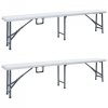 Składane ławki ogrodowe, 2 szt., 180 cm, HDPE, białe