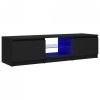Szafka pod TV z oświetleniem LED, czarna, 140x40x35,5 cm