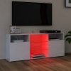 Szafka TV z oświetleniem LED, biała, połysk, 120x30x50 cm