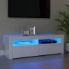 Szafka TV z oświetleniem LED, biała, wysoki połysk, 120x35x40cm