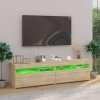 Szafki pod TV z LED, 2 szt., dąb sonoma, 75x35x40 cm