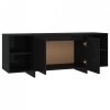 Szafka pod TV, czarna, 130x35x50 cm, materiał drewnopochodny