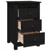 Szafki nocne, 2 szt., czarny, 40x35x61,5cm, lite drewno sosnowe